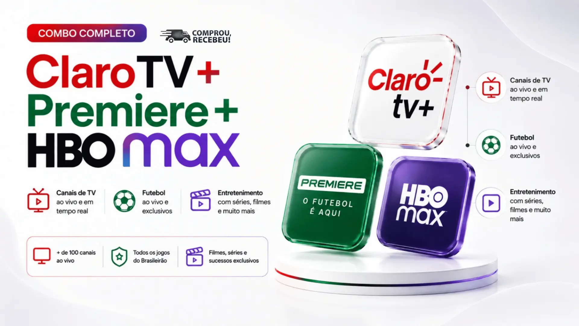 CLAROTV + PREMIERE ⚽ + HBOMAX - ACESSO PRIVADO