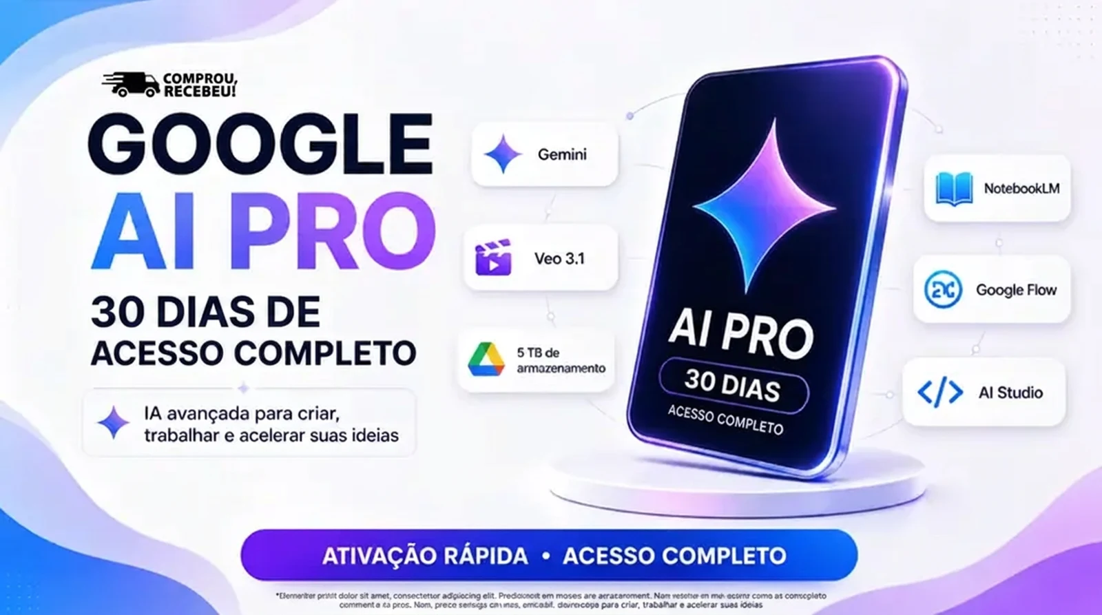 GEMINI | GOOGLE AI PRO - ACESSO PRIVADO | 30 DIAS